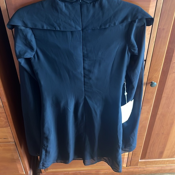 LT Lanting Bride black Midi Dress Size S, NWT, sleeves are sheer and cape like - Picture 2 of 6